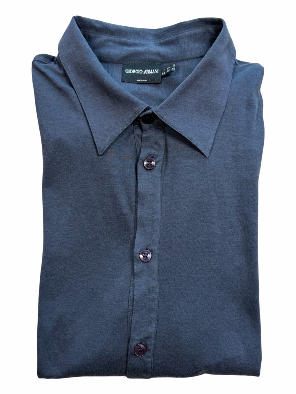 Giorgio Armani Mens Long Sleeve Knit Polo Popover Navy Made Italy USA 38 - Picture 3 of 10